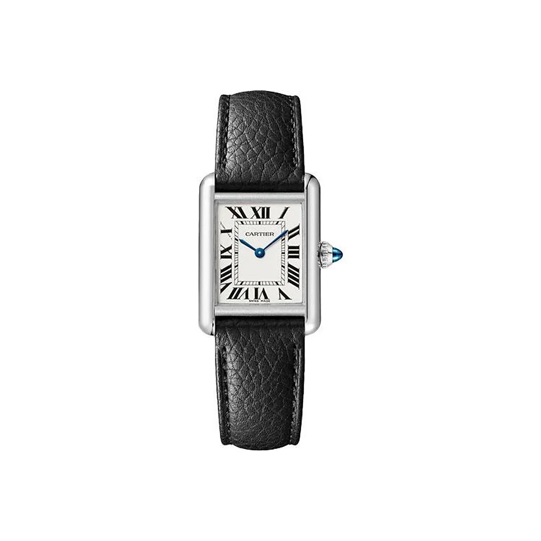 Cartier Tank Must Watch – 29.5 mm x 22 mm Steel Case – Silvered Dial – Interchangeable Black Grained Calfskin Strap – WSTA0042