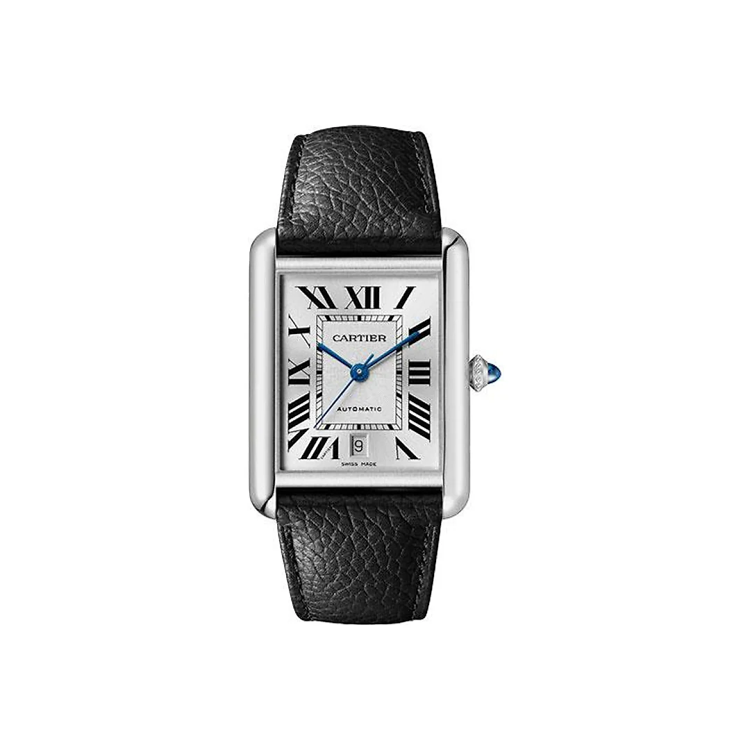 Cartier Tank Must Watch – 41 mm x 31 mm Steel Case – Silvered Dial – Interchangeable Black Grained Calfskin Strap – WSTA0040