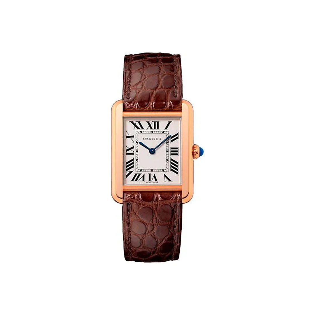Cartier Tank Solo Watch – 31 mm Pink Gold Case – Brown Alligator Strap – W5200024