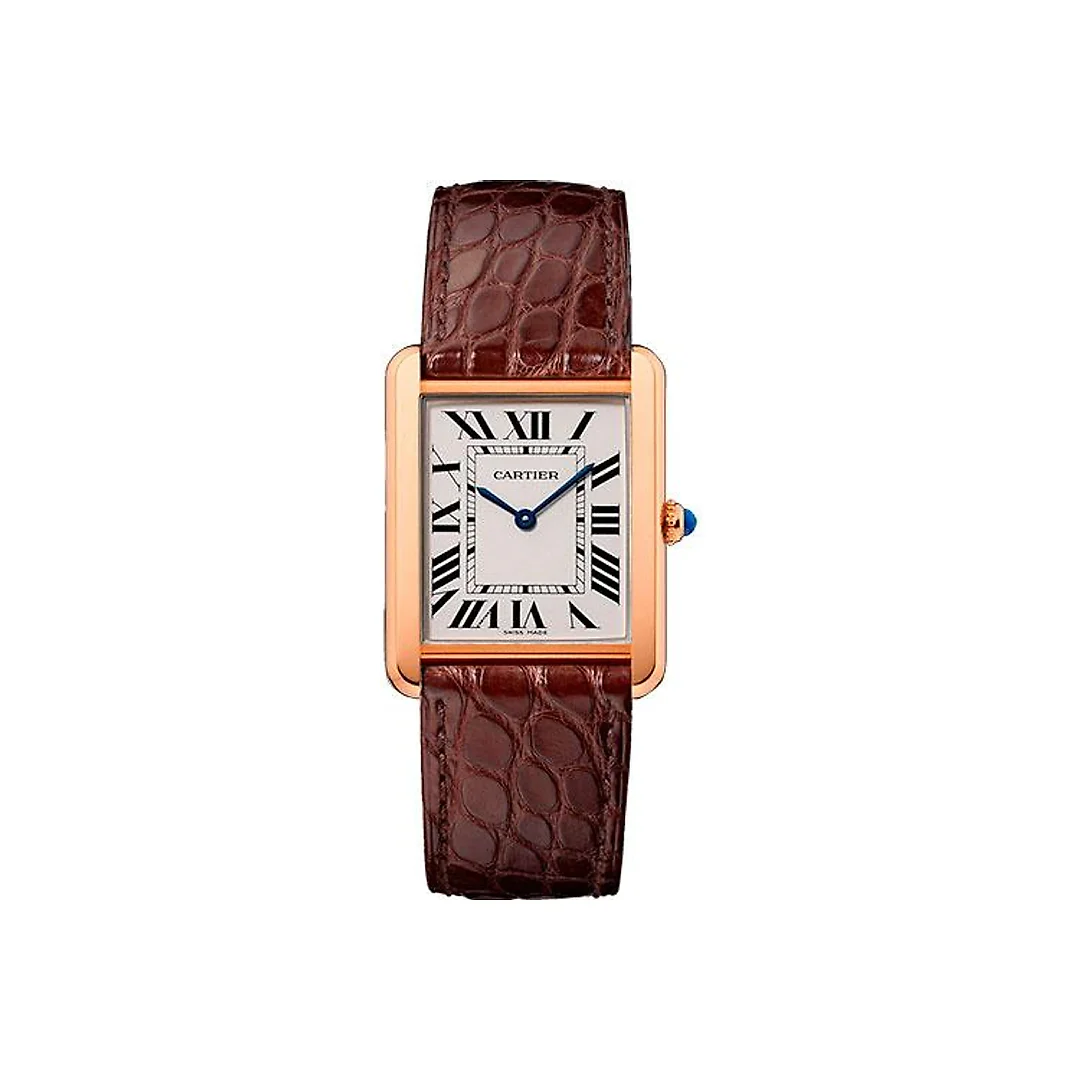 Cartier Tank Solo Watch – 34.8 mm Pink Gold Case – Brown Alligator Strap – W5200025