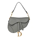 CHRISTIAN D Grained Calfskin Saddle Bag Grey