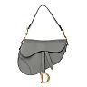CHRISTIAN D Grained Calfskin Saddle Bag Grey