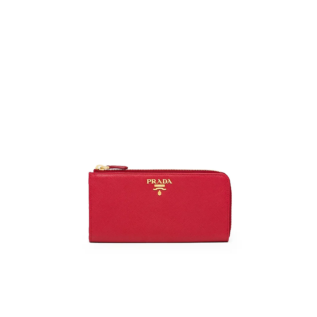 PP Large Saffiano Leather Wallet in Red