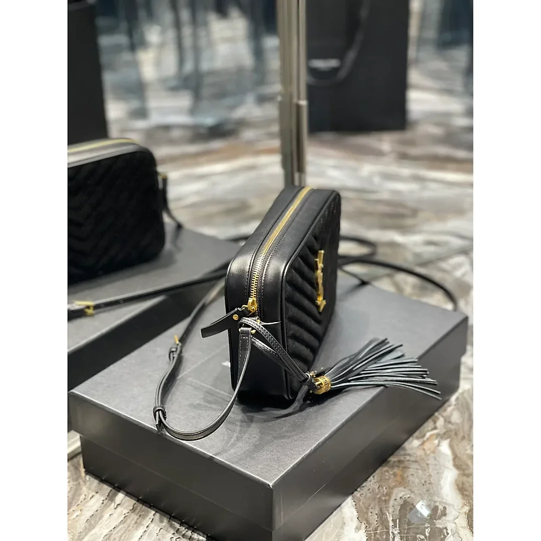 Y Lou Camera Bag Black With Gold Hardware