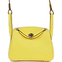 H Mini Lindy Jaune Citron Ostrich Palladium Hardware