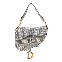 CHRISTIAN D Oblique Embroidered Saddle Bag Gray