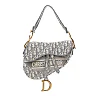 CHRISTIAN D Oblique Embroidered Saddle Bag Gray