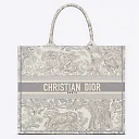 CD Unisex CD Large CD Book Tote Gray Toile De Jouy Embroidery