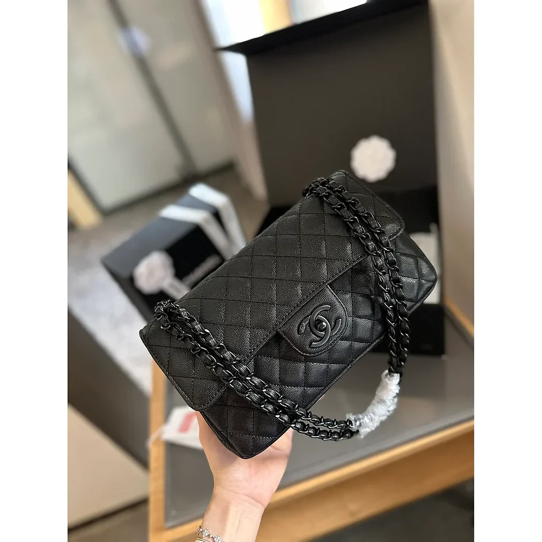 CC new arrival black caviar leather CF bag