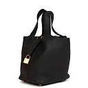 H Picotin Lock 18 Black Clemence Gold Hardware