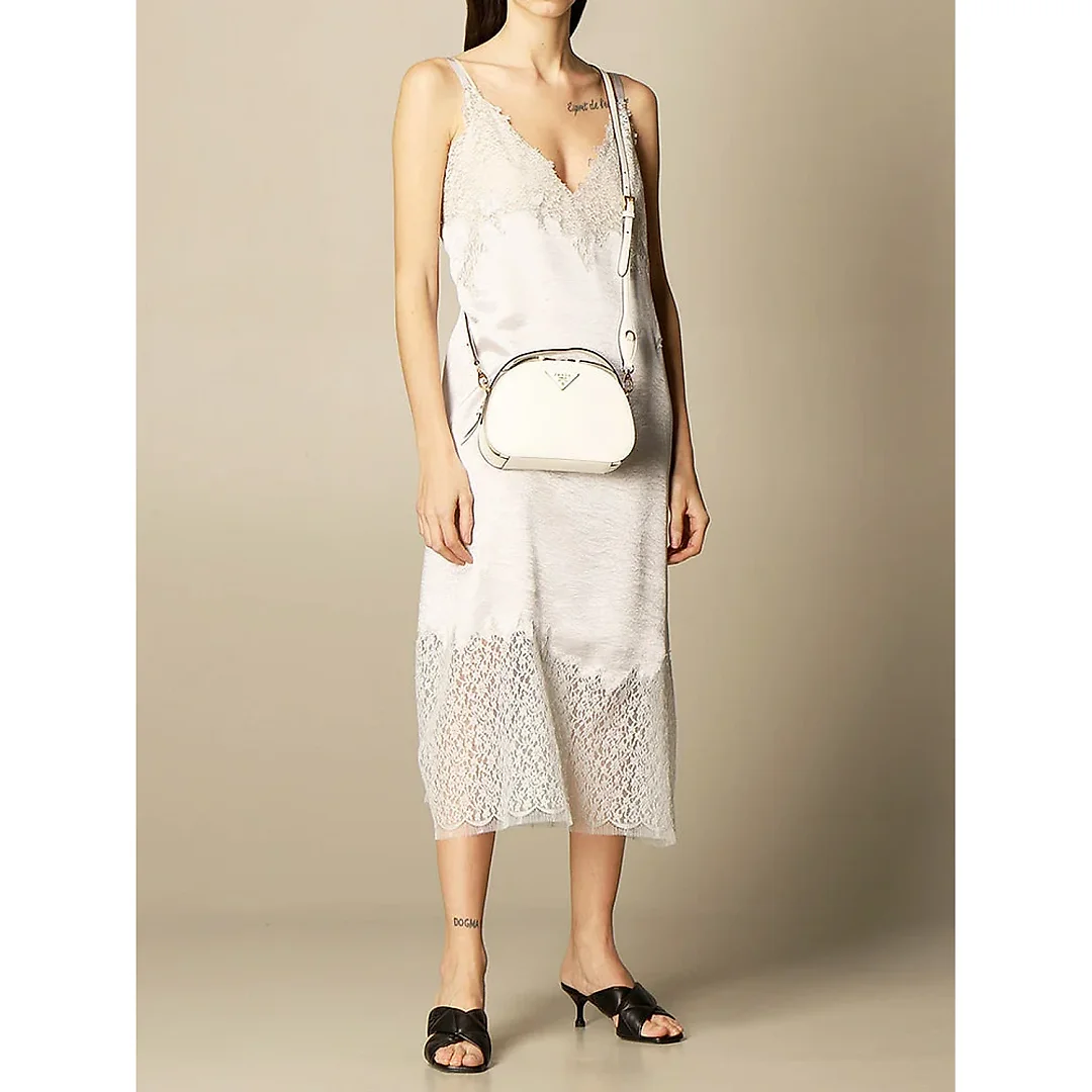 PP Saffiano Leather Odette Bag in White