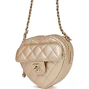 CC In Love Heart Clutch with Chain Gold Lambskin Light Gold