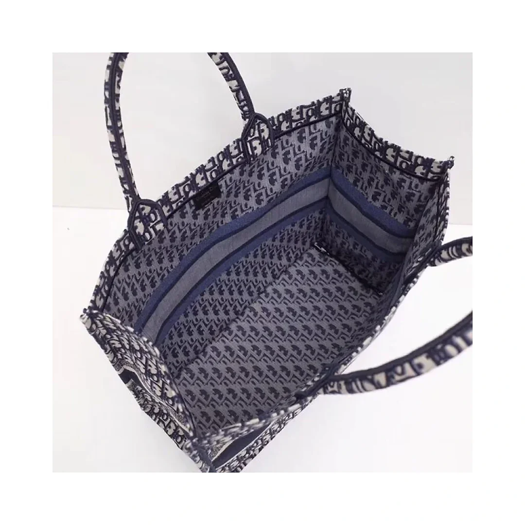 D Book Tote Bag In Blue Oblique Canvas