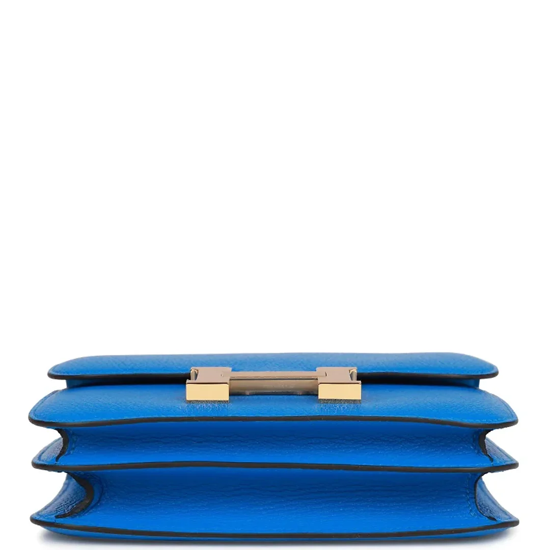 H Constance 18 Bleu Hydra Chevre Gold Hardware
