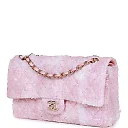 CC Medium Classic Double Flap Bag Rose Sakura Tweed Light Gold Hardware