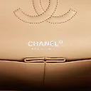 CC Medium Classic Double Flap Bag Beige Lambskin Silver Hardware