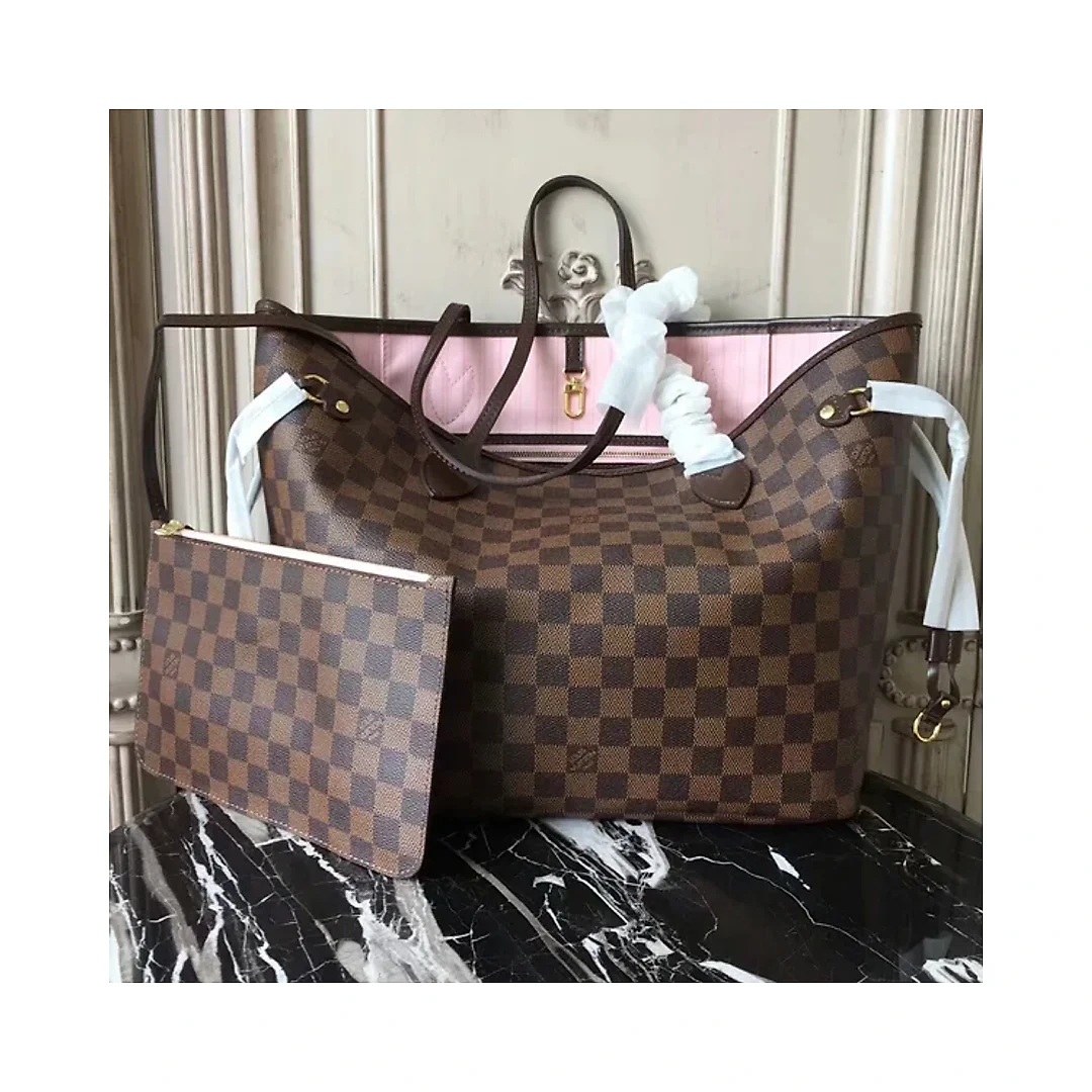 L N41603 Neverfull MM Shoulder Bag Damier Ebene Canvas