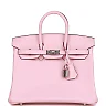 H Birkin 25 Rose Sakura Swift Palladium Hardware