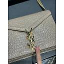 Y Cassandra Medium Chain Bag Dark Beige In Grain De Poudre Embossed
