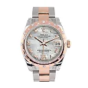 Datejust 31 White Mother of Pearl Roman Large VI set with Diamond Dial Diamond Bezel 18K Rose Gold Two Tone Ladies Watch 178341