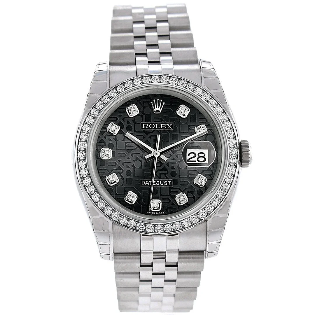 Datejust 36 Black Jubilee design set with Diamonds Dial 18k White Gold Diamond Bezel Jubilee Men’s Watch 116244