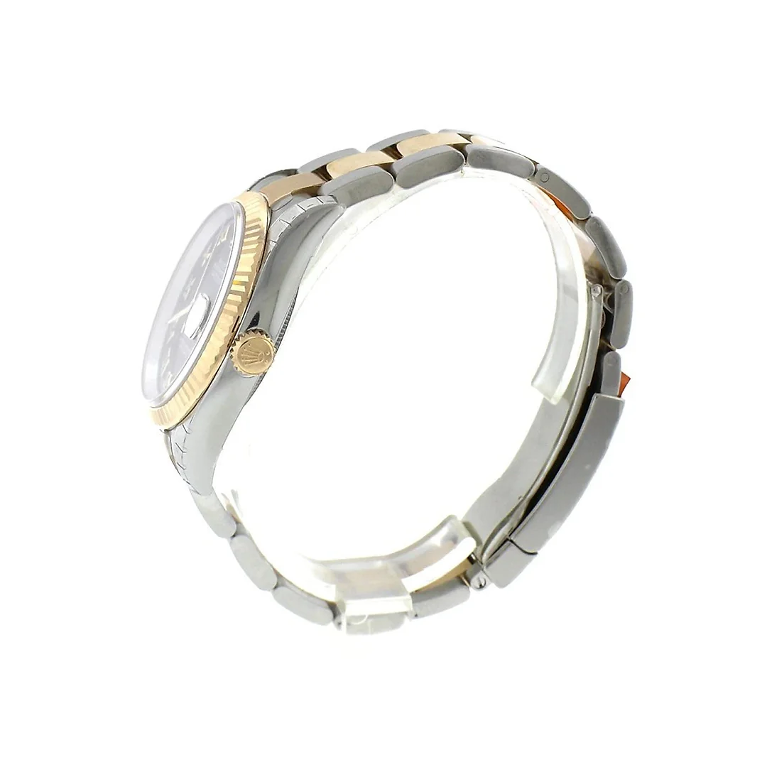 Datejust 36 White mother-of-pearl Diamond Dial Fluted 18K Gold Two Tone Oyster Watch 116233