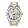 Datejust 36 White mother-of-pearl Diamond Dial Fluted 18K Gold Two Tone Oyster Watch 116233