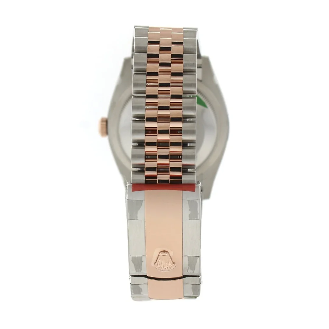Datejust 36 White Mother-of-Pearl Set with Diamonds Dial Fluted Rose Gold Two Tone Jubilee Watch 126231 NP