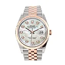 Datejust 36 White Mother-of-Pearl Set with Diamonds Dial Fluted Rose Gold Two Tone Jubilee Watch 126231 NP