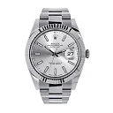 Datejust II Stainless Steel White Gold Silver Index Dial Watch 116334