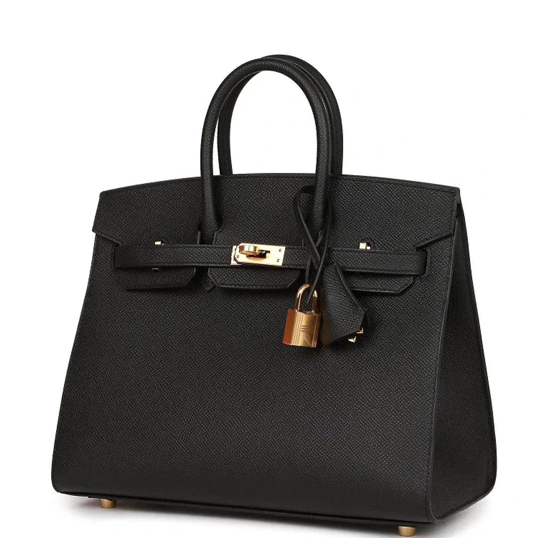 H Birkin Sellier 25 Black Epsom Gold Hardware