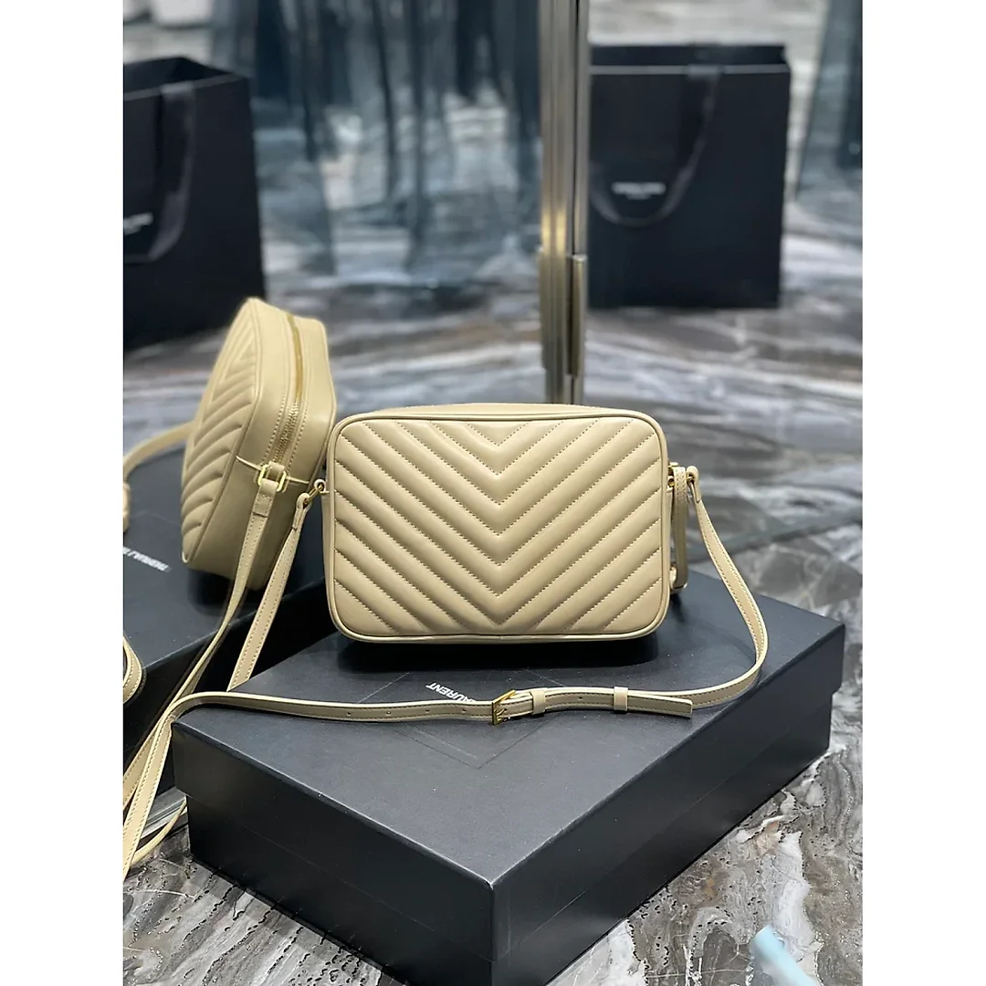 Y Lou Camera Bag Beige With Gold Toned Hardware
