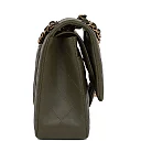 CC Medium Classic Double Flap Bag Olive Calfskin Light Gold Hardware