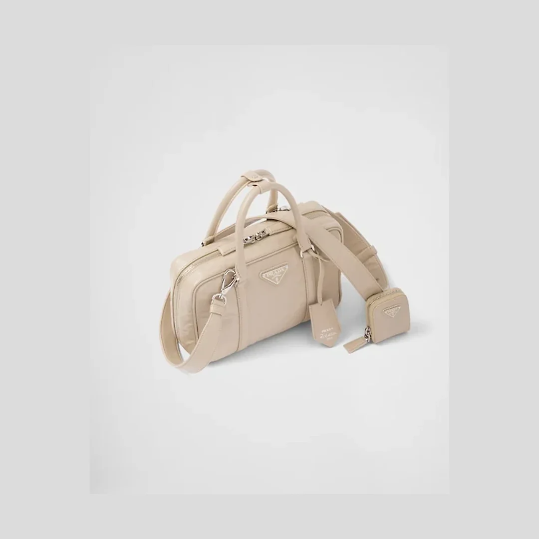 PP Medium antique nappa leather top handle bag – Desert Beige