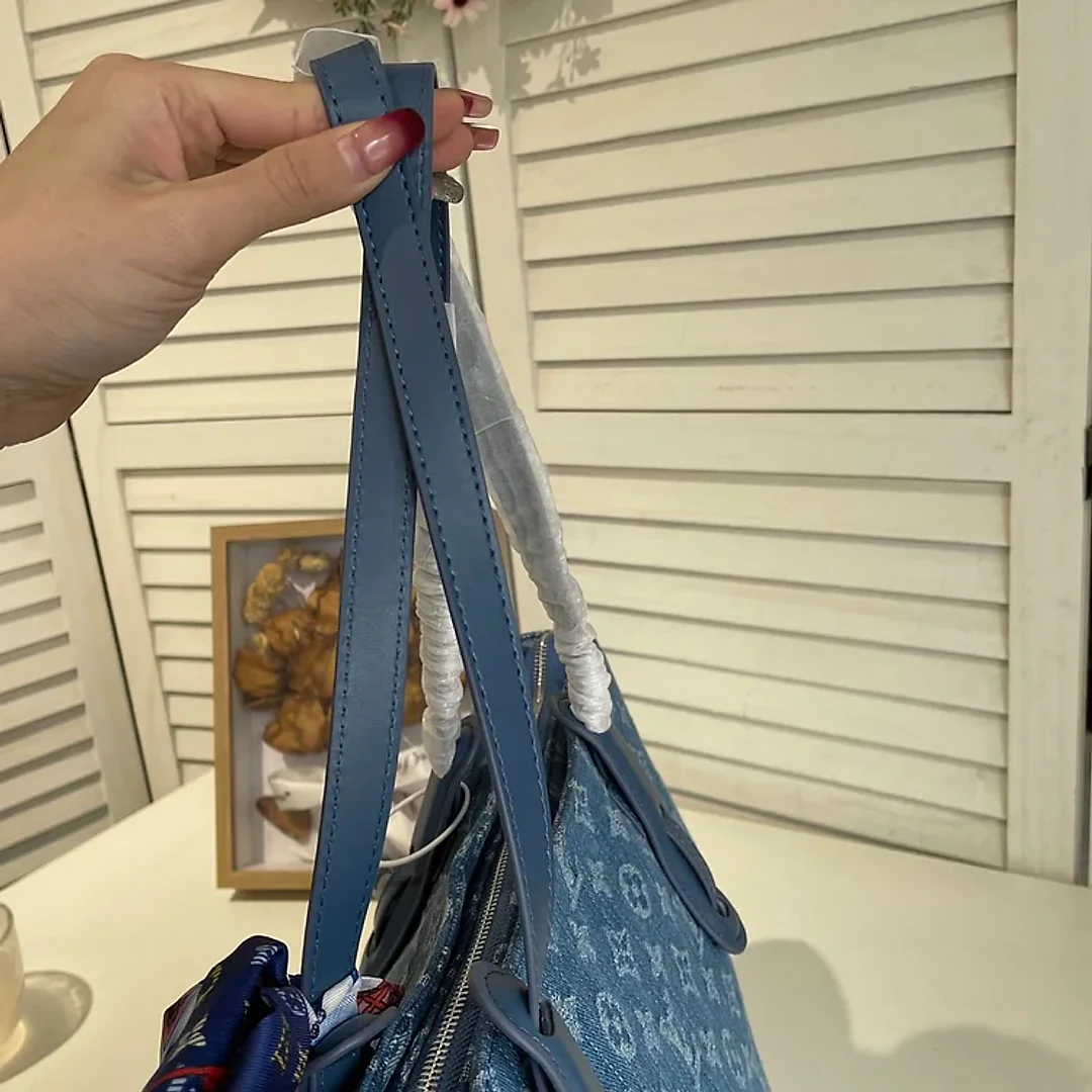 Louis new arrival denim neverfull bag size: 46*28*15 cm