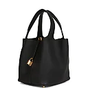 H Picotin Lock 22 Black Clemence Gold Hardware