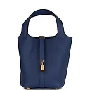 H Picotin Lock 18 Bleu Saphir Clemence Gold Hardware