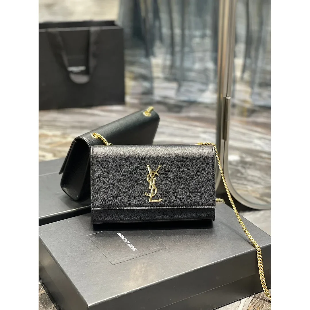 Y Kate Medium In Grain Poudre embossed Leather Bag 2 colours