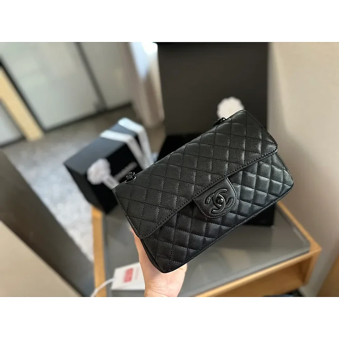CC new arrival black caviar leather CF bag