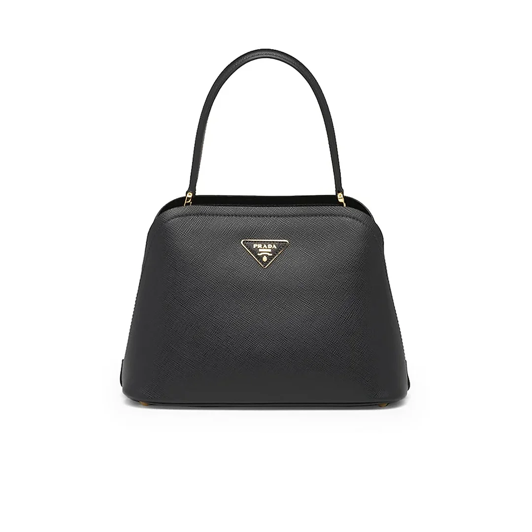PP Medium Saffiano Leather PP Matin��e Bag in Black