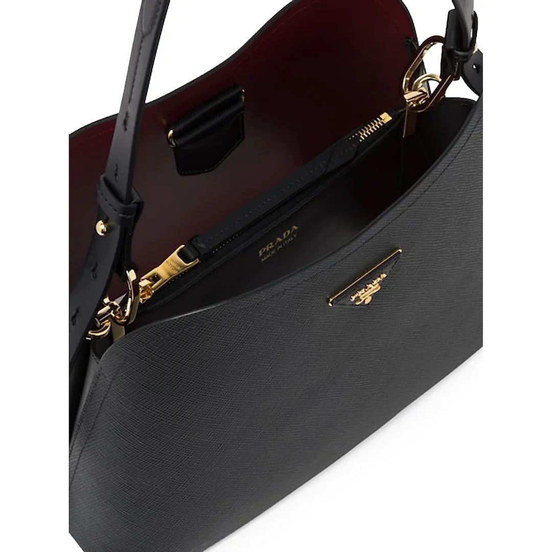PP Saffiano Leather PP Matin��e Bag in Black