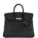 H Birkin 25 Black Ostrich Palladium Hardware