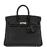 H Birkin 25 Black Ostrich Palladium Hardware