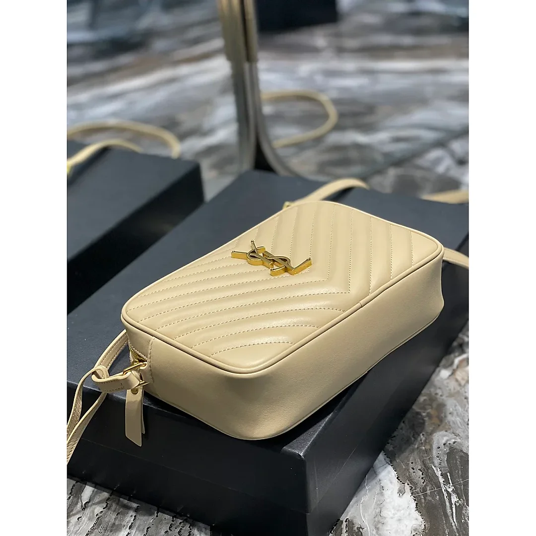 Y Lou Camera Bag Beige With Gold Toned Hardware