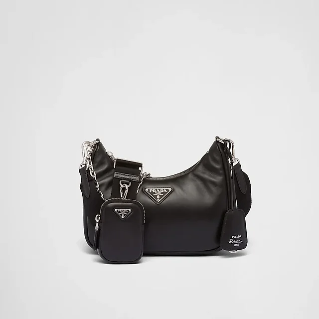 Padded nappa-leather PP Re-Edition shoulder bag – Black