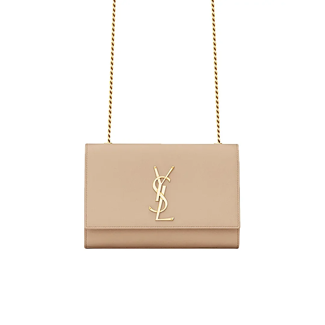 Y Kate Small Chain Bag in Grain de Poudre Embossed Leather