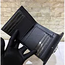 cc CO-CO Boy Flap Card Holder 11cm/4.3in Silver Hardware For Women Black