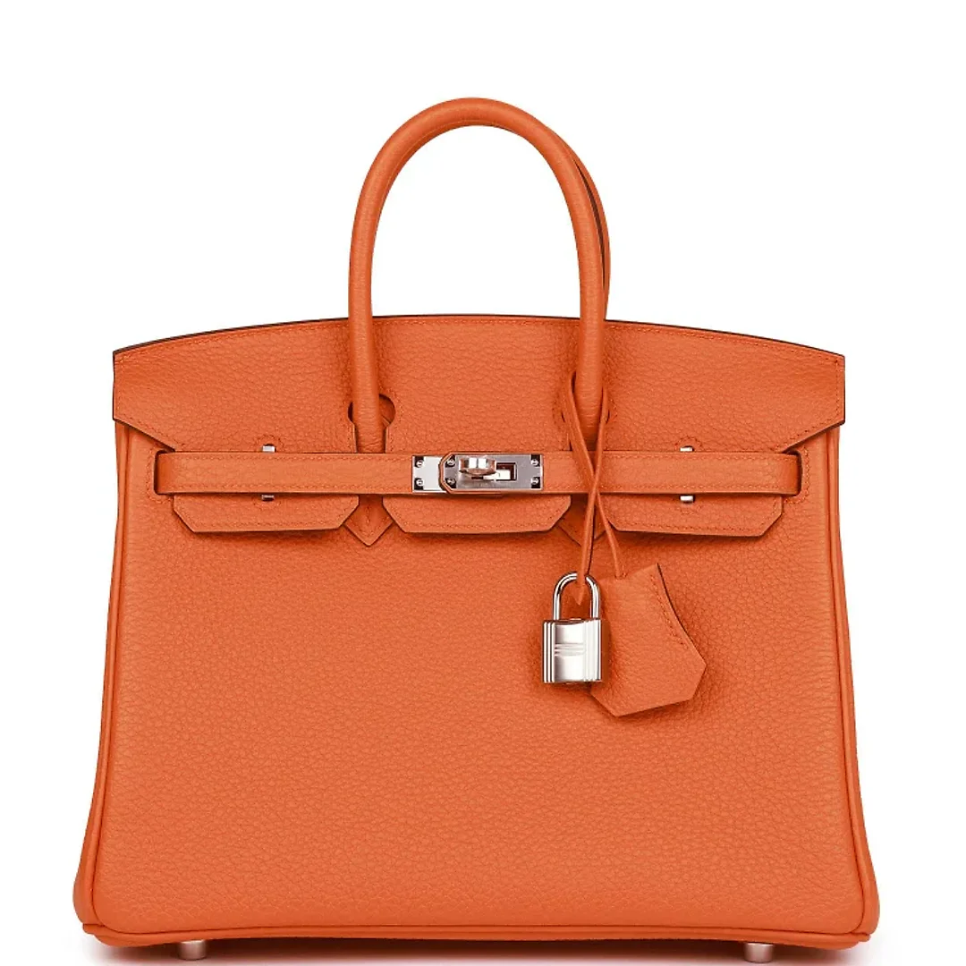 H Birkin 25 Orange Togo Palladium Hardware