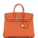 H Birkin 25 Orange Togo Palladium Hardware