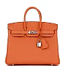 H Birkin 25 Orange Togo Palladium Hardware